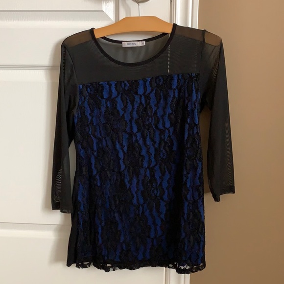 Blue & Black Pretty Top - Picture 1 of 3
